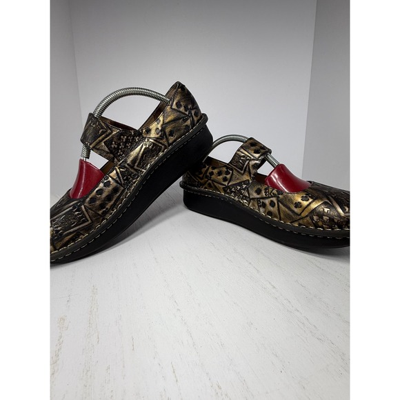 Allegria Mary Jane Shoes Women Black Gold Butterfly Card Print  Size 40 - Picture 8 of 12